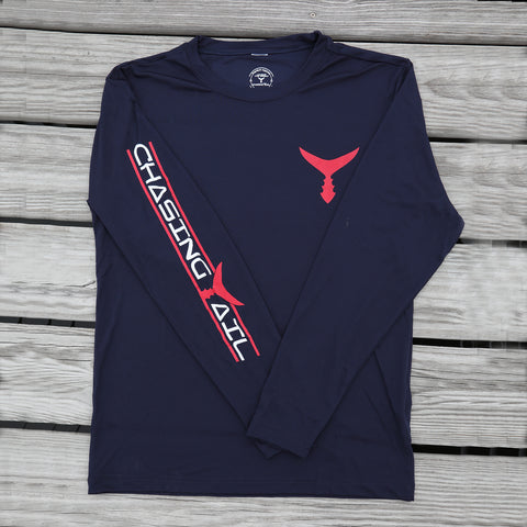 Performance Long Sleeve Navy w/ Red Tail