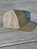 American Leather Patch - Olive Green/Tan Snap Back Hat