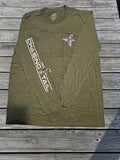 Big Game Waterfowl - Tri-Blend Long Sleeve Military Green w/  Arctic  Camo Duck