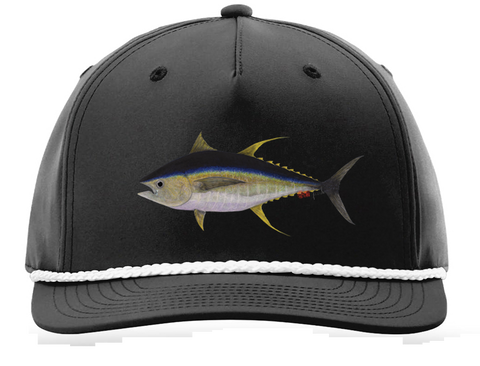 Performance Snap Back Hat - Black w/ Yellowfin Tuna