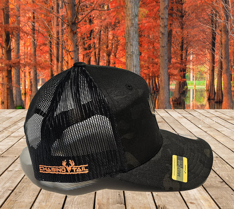 Deer Leather Patch - Black Multi Cam/Black Snap Back Hat
