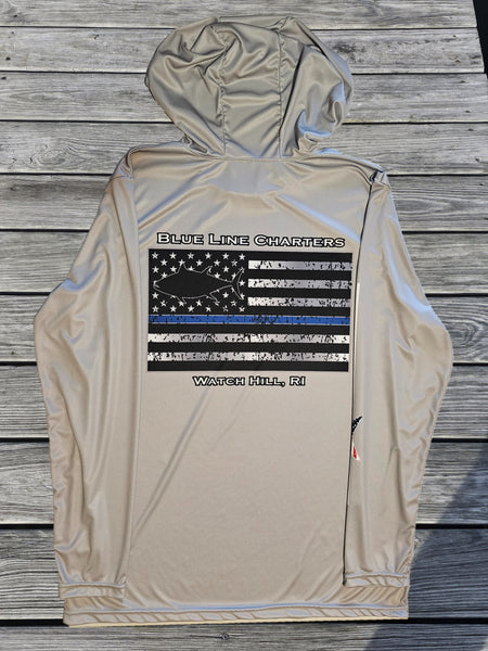 Blue Line Performance Light Weight Hoodie Sliver w/ American Tail - Unisex