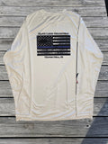 Blue Line Performance Long Sleeve - White w/ American Tail