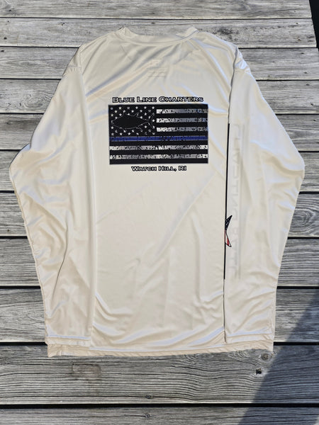 Blue Line Performance Long Sleeve - White w/ American Tail