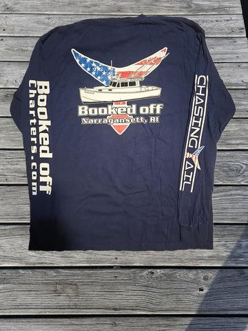 Booked Off - Cotton Long Sleeve Navy w/ American Flag Tail