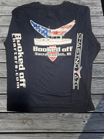 Booked Off - Performance Long Sleeve Navy w/ American Flag Tail