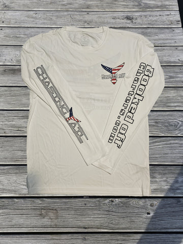 Booked Off - Performance Long Sleeve White w/ American Flag Tail