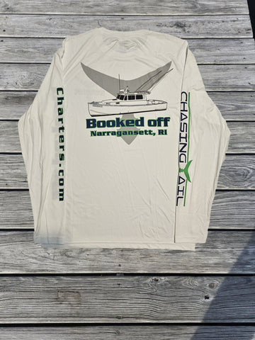 Booked Off - Performance Long Sleeve White w/ Sliver Tail
