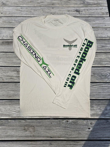 Booked Off - Performance Long Sleeve White w/ Sliver Tail