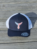 Liquid Embroidered Snap Back Hat Navy/White