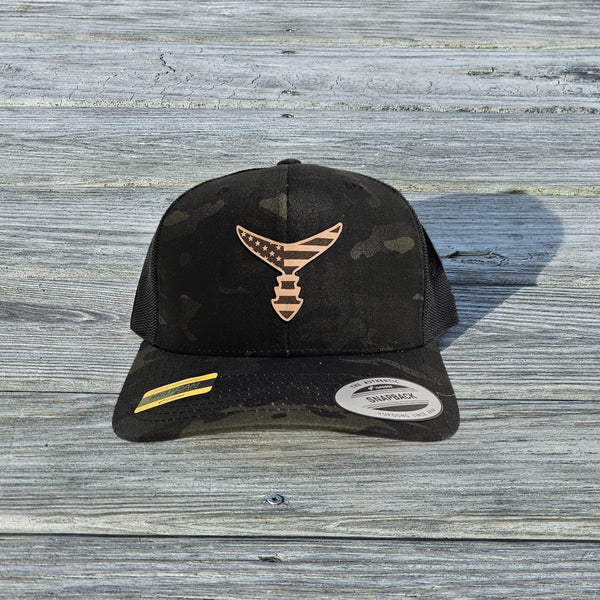 American Leather Patch - Black Multi Cam/Black Snap Back Hat