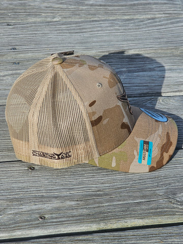 American Leather Patch - Arid Multi Cam/Tan Snap Back Hat