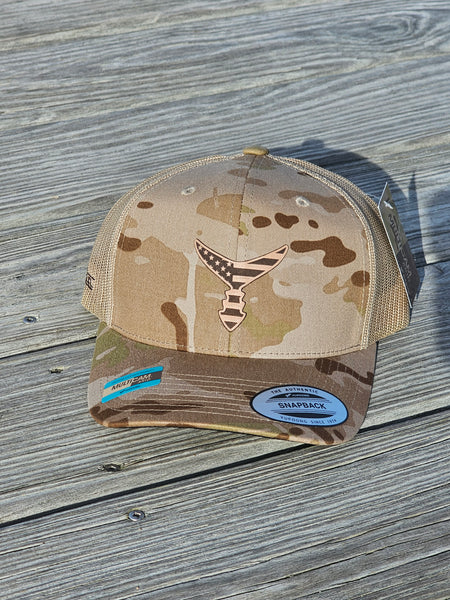 American Leather Patch - Arid Multi Cam/Tan Snap Back Hat
