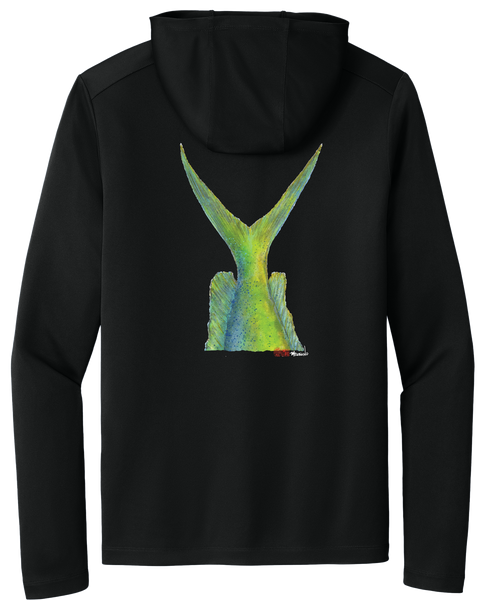 Performance Light Weight Hoodie Fish Print Black/ Mahi Mahi Tail