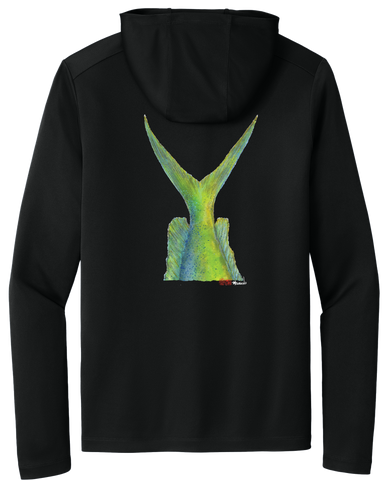 Performance Light Weight Hoodie Fish Print Black/ Mahi Mahi Tail