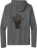 Performance Light Weight Hoodie Fish Print Gray w/ Black Sea Bass Tail