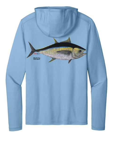 Performance Light Weight Hoodie Light Blue w/ Yellowfin Tuna