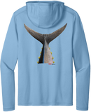Performance Light Weight Hoodie Fish Print Light Blue w/ Bluefin Tuna Tail