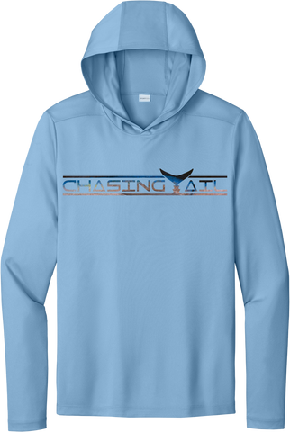 Performance Light Weight Hoodie Fish Print Light Blue w/ Bluefin Tuna Tail
