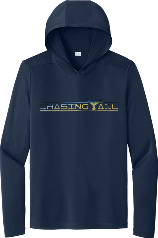 Performance Light Weight Hoodie Fish Print Navy w/ Yellowfin Tuna Tail