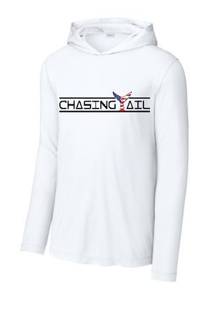 Performance Light Weight Hoodie White w/ American Flag Tail