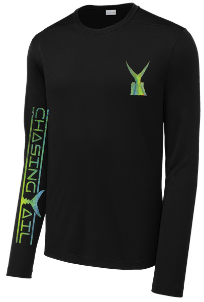 Performance Long Sleeve Fish Print Black/ Mahi Mahi Tail