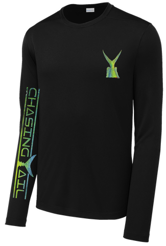 Performance Long Sleeve Fish Print Black/ Mahi Mahi Tail