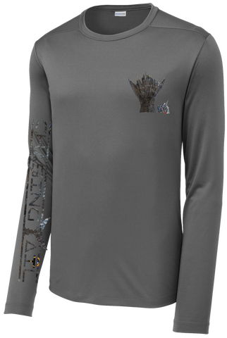 Performance Long Sleeve Fish Print Gray w/ Black Sea Bass Tail