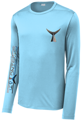 Performance Long Sleeve Fish Print Light Blue w/ Bluefin Tuna Tail