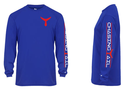 Performance Long Sleeve Royal Blue w/ Red Tail