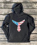 Tri-Blend Light Weight Hoodie Black w/ American Flag Tail