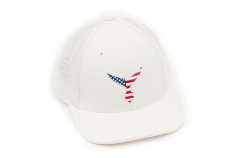 Liquid Embroidered Flex Fit Hat - White