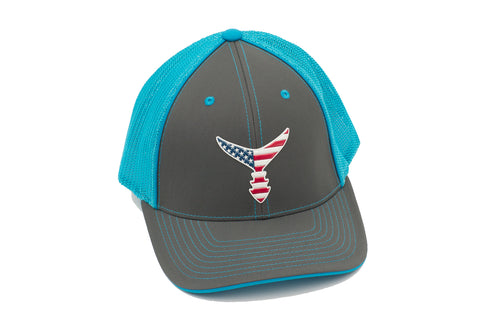 Liquid Embroidered Flex Fit Hat Graphite w/ Neon Blue