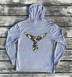 Tri-Blend Light Weight Hoodie Gray w/ Camo Tail