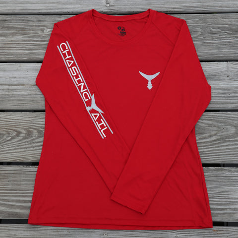 Performance Long Sleeve Red w/ Gray Tail - Womens