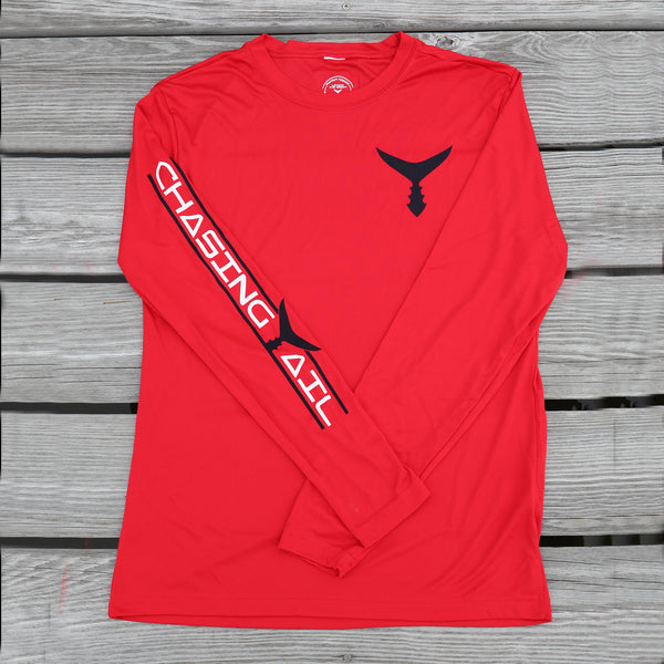Performance Long Sleeve Red w/ Navy Tail