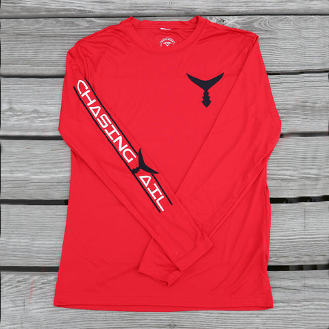 Performance Long Sleeve Red w/ Royal Blue Tail