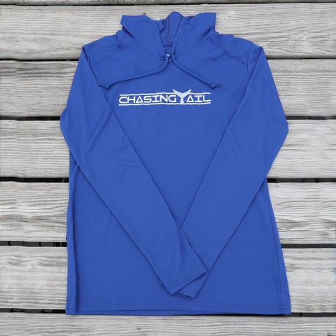 Performance Light Weight Hoodie Royal Blue w/ Gray Tail -Womens