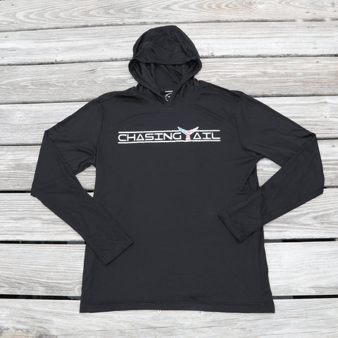 Performance Light Weight Hoodie Black w/ American Flag Tail - Unisex