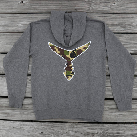 Bi-Blend Hoodie Gray w/ Camo Tail