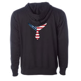 Bi-Blend Hoodie Black w/ American Flag Tail