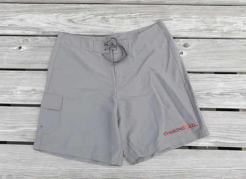 Board Shorts - Gray w/ Red Tail