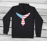 Bi-Blend Hoodie Black w/ American Flag Tail