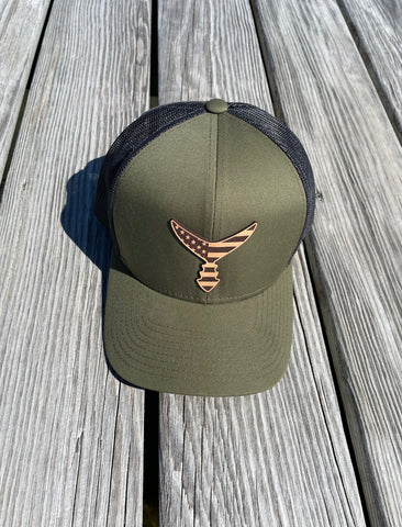 American Leather Patch - Hunter Green/Black Snap Back Hat