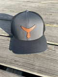 Tan Leather Patch - Charcoal/Black Snap Back Hat
