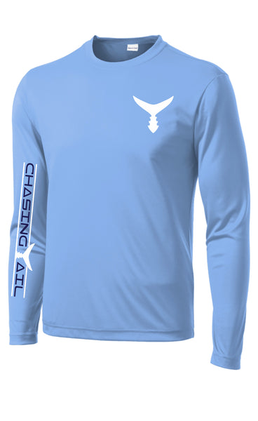 Performance Long Sleeve Carolina Blue w/ White Tail