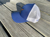 Tan Leather Patch - Royal/White Snap Back Hat