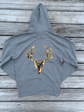 Bi-blend Hoodie - Gray w/ Camo Deer