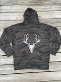 Bi-blend Hoodie - Black Camo w/ Silver Deer