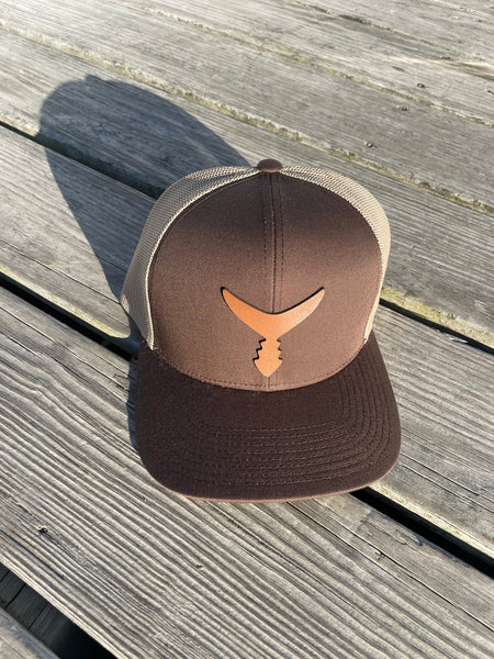 Tan Leather Patch - Brown/Tan Snap Back Hat